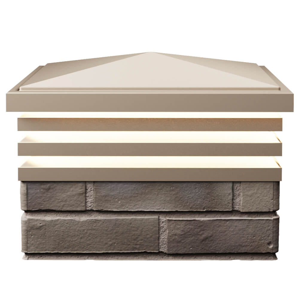 Колпак Zking Бона ХайТек Бежевый на столб 1.5х1.5 кирпича (385х385мм) с подсветкой в Сыктывкаре фото