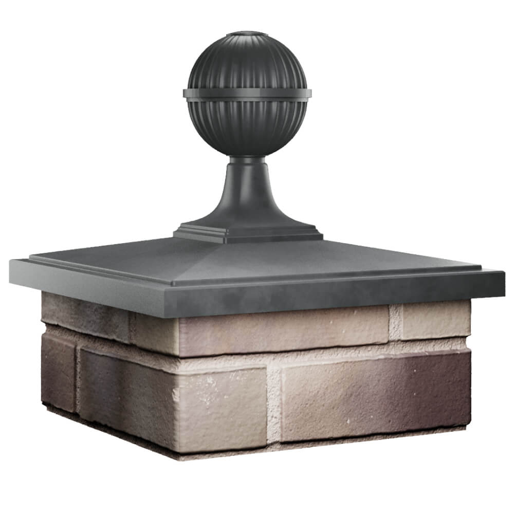 Колпак Zking БонаМоно Серый с шаром на столб 1.5х1.5 кирпича (385х385, 400х400мм) в сборе в Сыктывкаре фото
