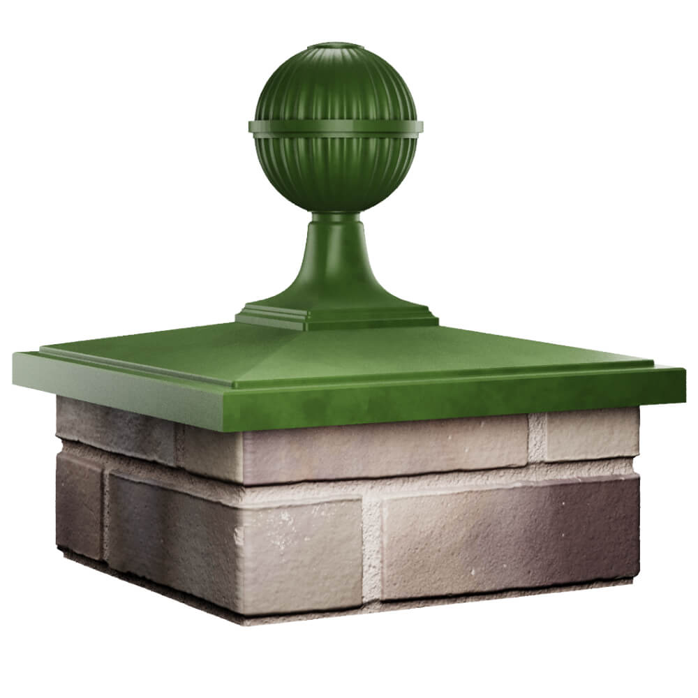 Колпак Zking БонаМоно Зеленый с шаром на столб 1.5х1.5 кирпича (385х385, 400х400мм) в сборе в Сыктывкаре фото