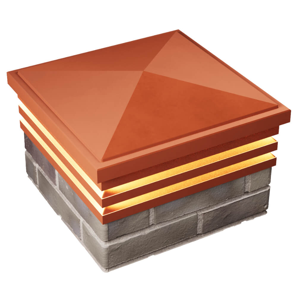 Колпак Zking Бона ХайТек Красный на столб 1.5х1.5 кирпича (385х385мм) с подсветкой в Сыктывкаре фото