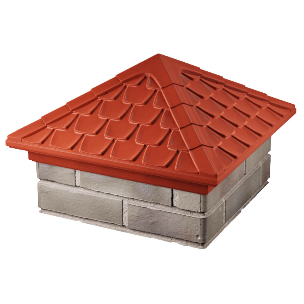 Колпак Zking Эльбрус Красный на столб 1.5х1.5 кирпича (385х385мм) в Сыктывкаре фото