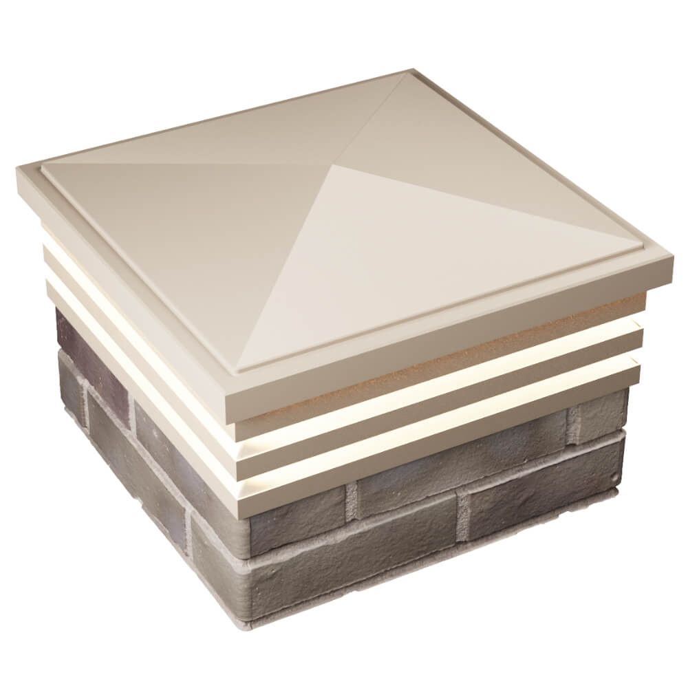 Колпак Zking Бона ХайТек Бежевый на столб 1.5х1.5 кирпича (385х385мм) с подсветкой в Сыктывкаре фото