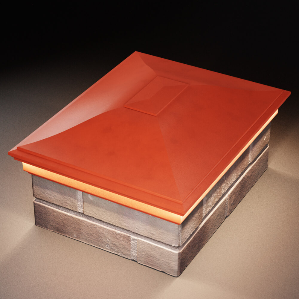 Колпак Zking Монблан Красный на столб 2х1.5 кирпича (515х385мм) c подсветкой в Сыктывкаре фото