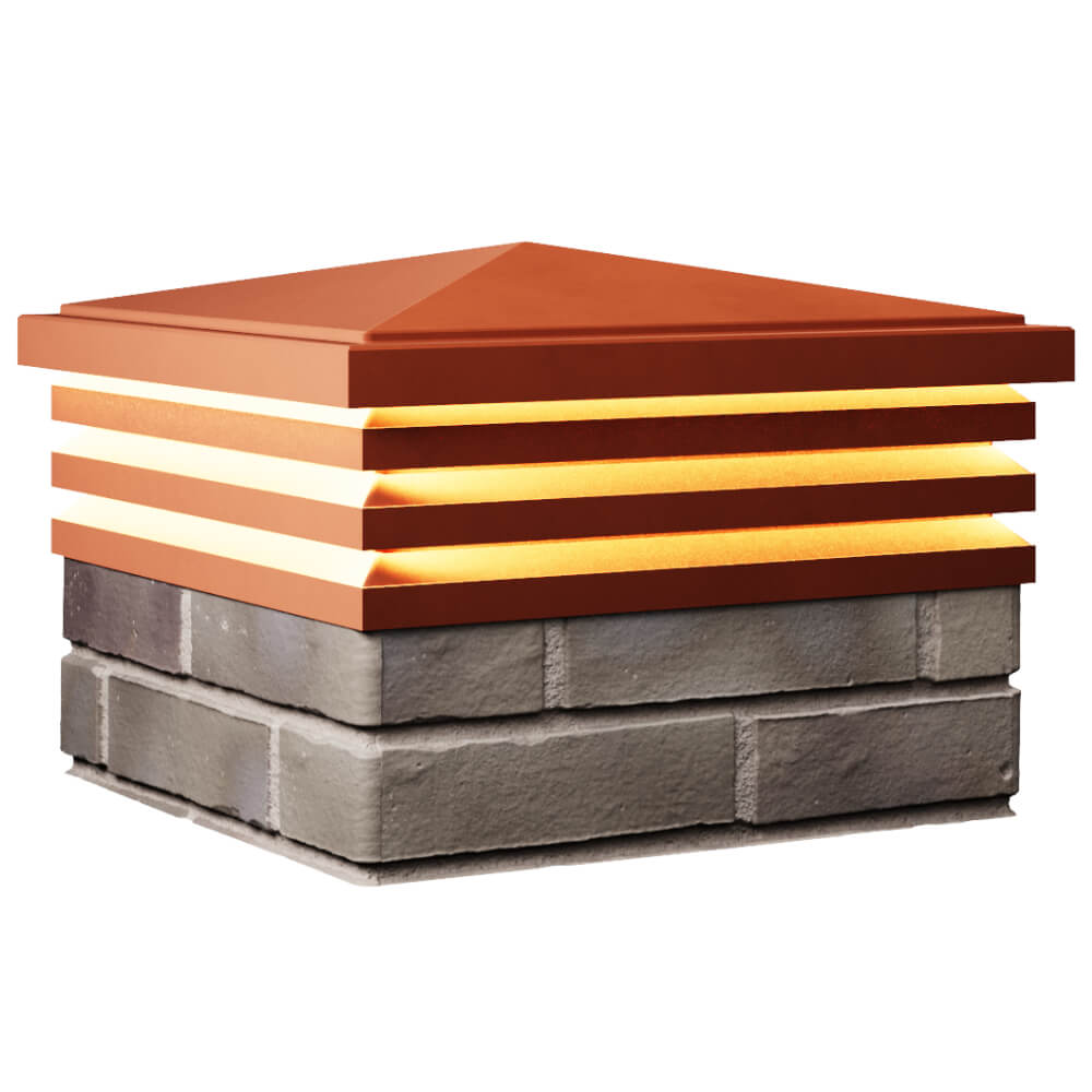 Колпак Zking Бона ХайТек Красный на столб 1.5х1.5 кирпича (385х385мм) с подсветкой в Сыктывкаре фото