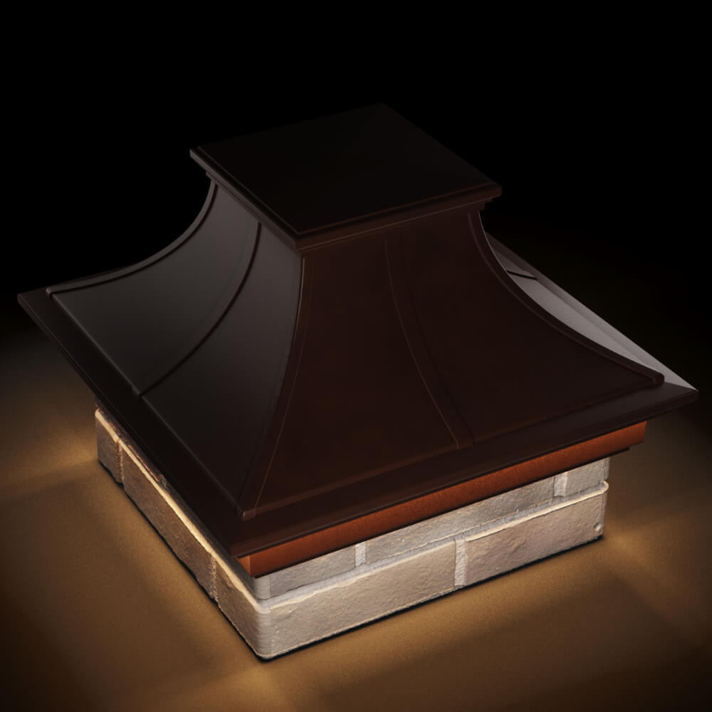 Колпак Zking Монблан Премиум Коричневый на столб 1.5х1.5 кирпича (385х385мм) с подсветкой в Сыктывкаре фото