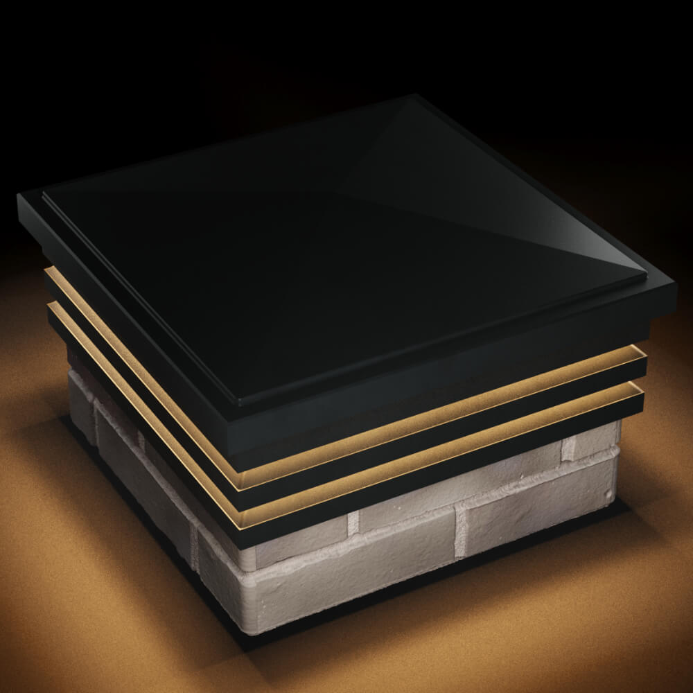 Колпак Zking Бона ХайТек Черный на столб 1.5х1.5 кирпича (385х385мм) с подсветкой в Сыктывкаре фото