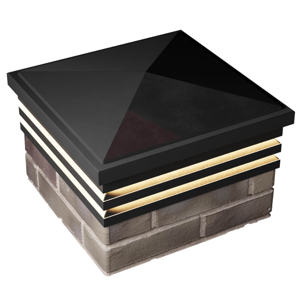 Колпак Zking Бона ХайТек Черный на столб 1.5х1.5 кирпича (385х385мм) с подсветкой в Сыктывкаре фото