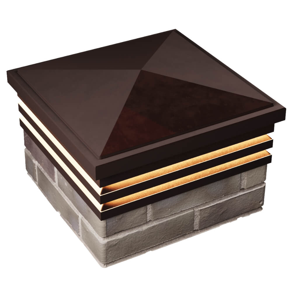 Колпак Zking Бона ХайТек Коричневый на столб 1.5х1.5 кирпича (385х385мм) с подсветкой в Сыктывкаре фото