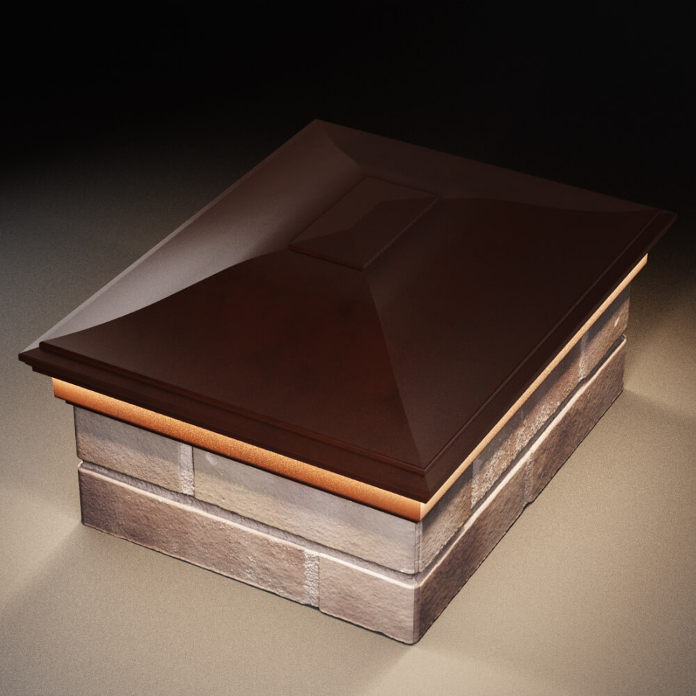 Колпак Zking Монблан Коричневый на столб 2х1.5 кирпича (515х385мм) c подсветкой в Сыктывкаре фото