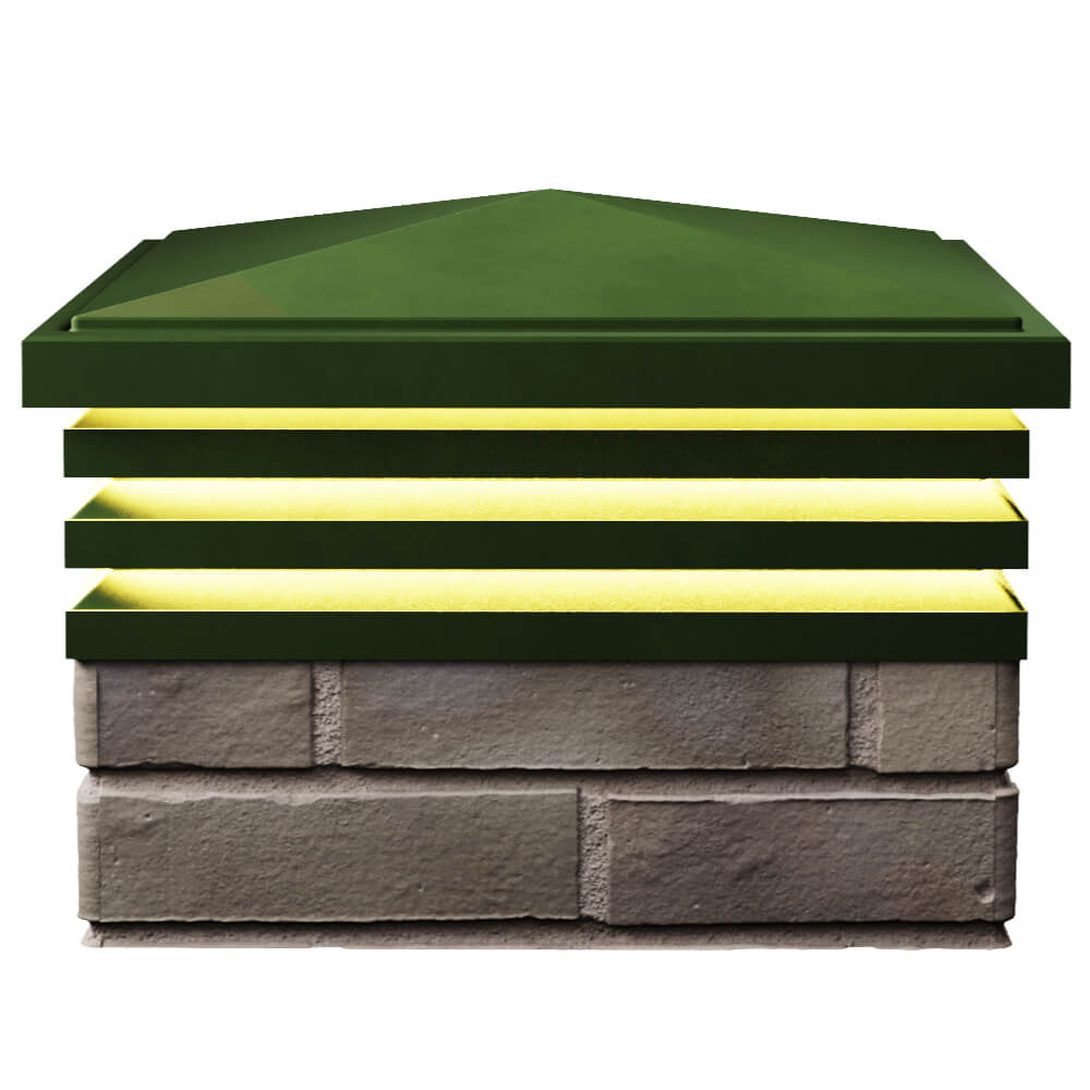 Колпак Zking Бона ХайТек Зеленый на столб 1.5х1.5 кирпича (385х385мм) с подсветкой в Сыктывкаре фото