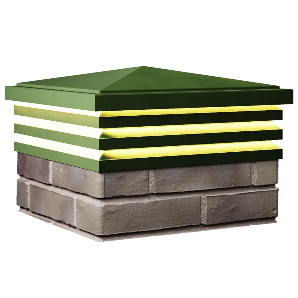 Колпак Zking Бона ХайТек Зеленый на столб 1.5х1.5 кирпича (385х385мм) с подсветкой в Сыктывкаре фото