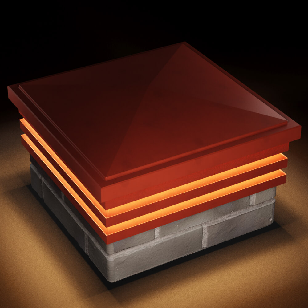 Колпак Zking Бона ХайТек Красный на столб 1.5х1.5 кирпича (385х385мм) с подсветкой в Сыктывкаре фото