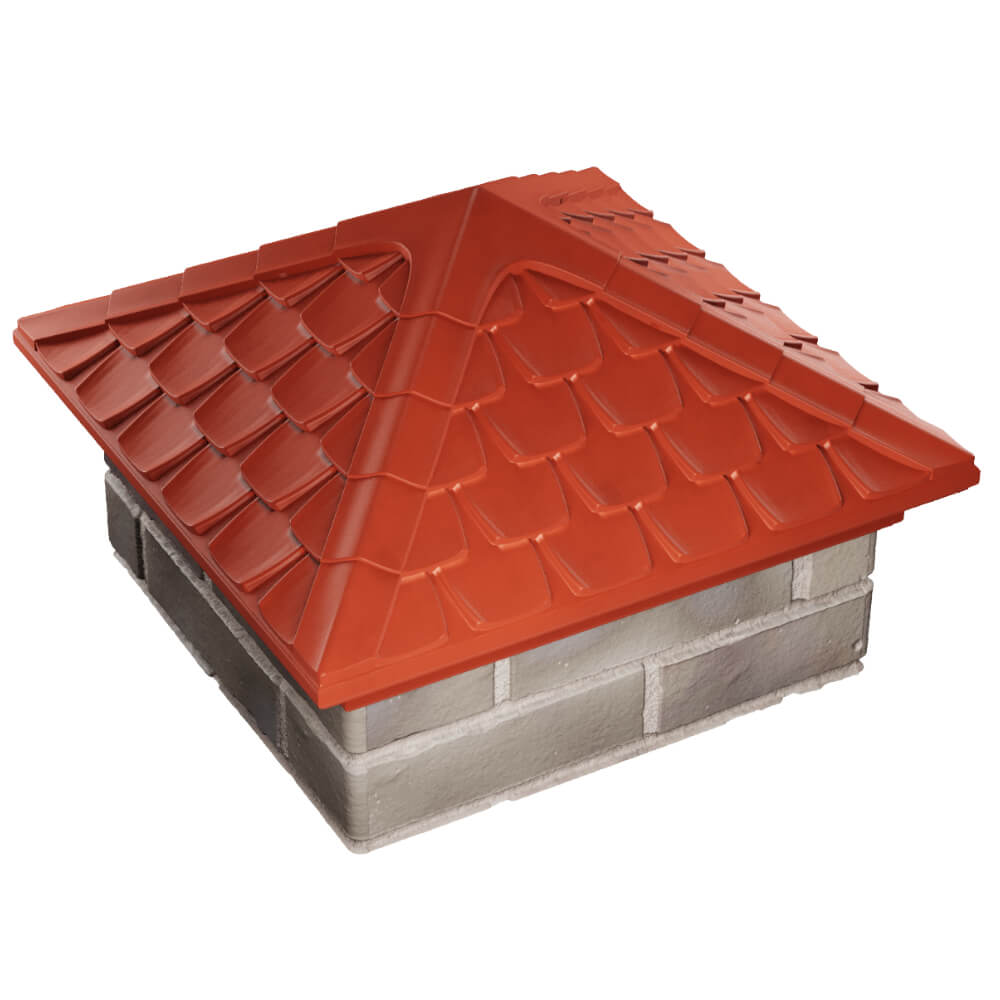 Колпак Zking Эльбрус Красный на столб 1.5х1.5 кирпича (385х385мм) в Сыктывкаре фото