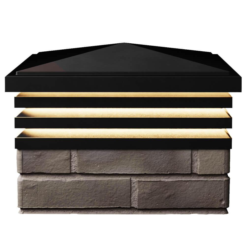 Колпак Zking Бона ХайТек Черный на столб 1.5х1.5 кирпича (385х385мм) с подсветкой в Сыктывкаре фото