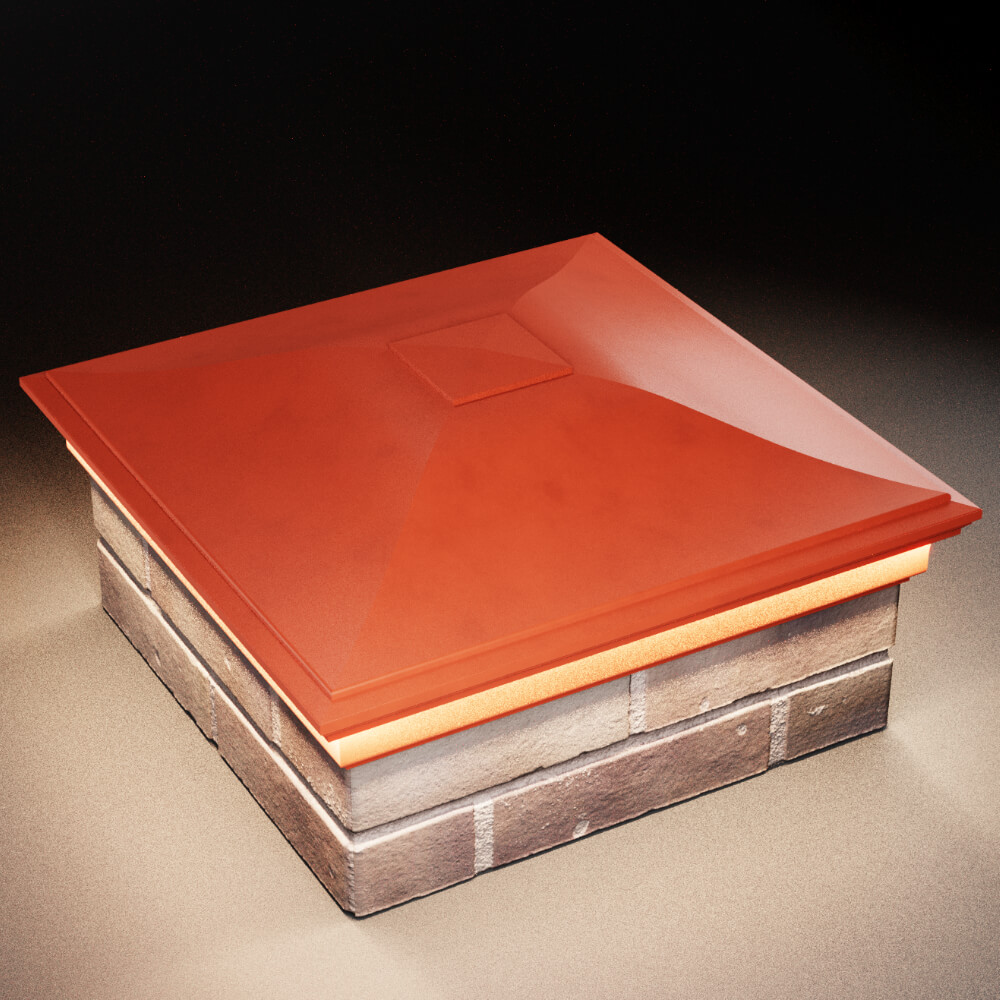 Колпак Zking Монблан Красный на столб 2х2 кирпича (515х515мм) c подсветкой в Сыктывкаре фото