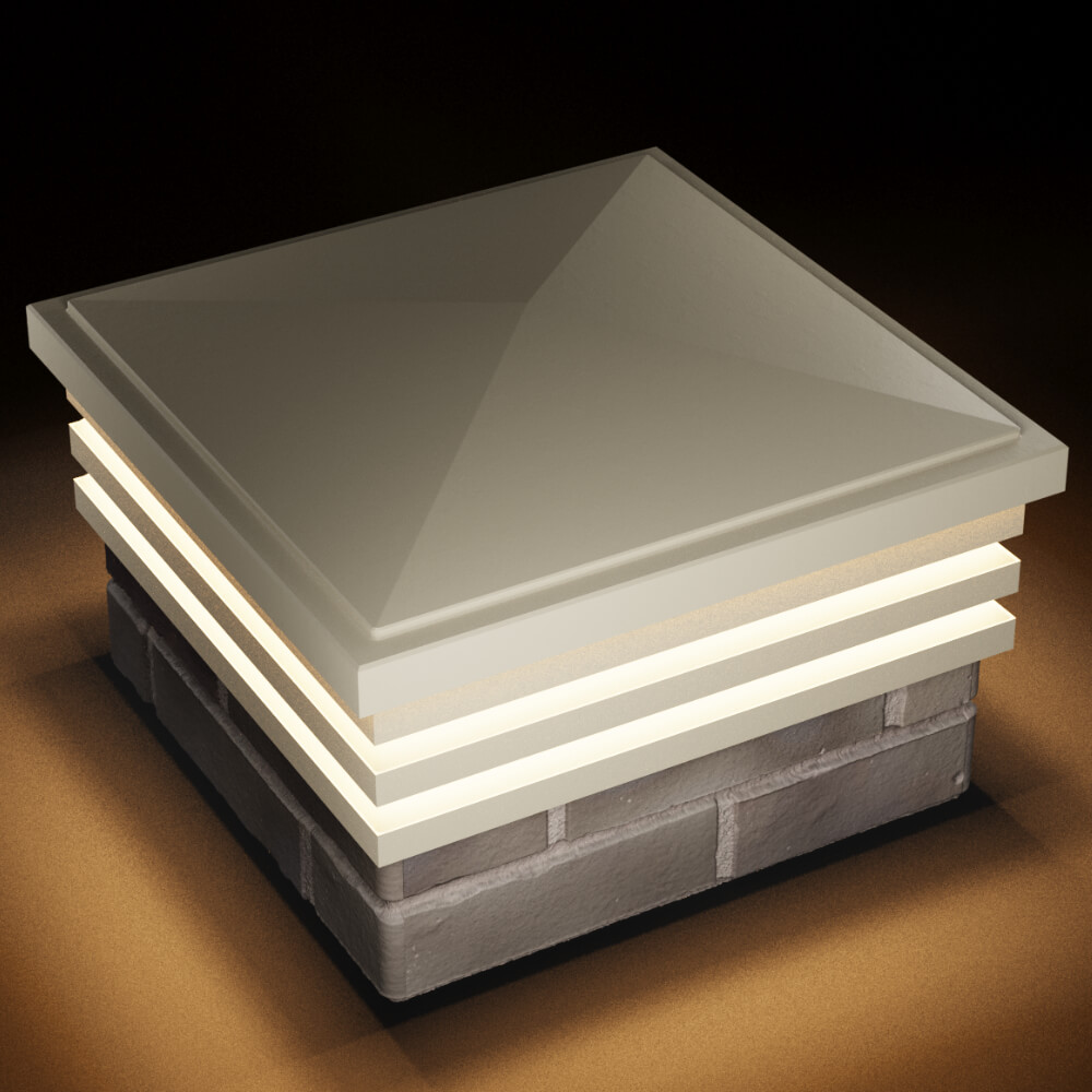 Колпак Zking Бона ХайТек Бежевый на столб 1.5х1.5 кирпича (385х385мм) с подсветкой в Сыктывкаре фото