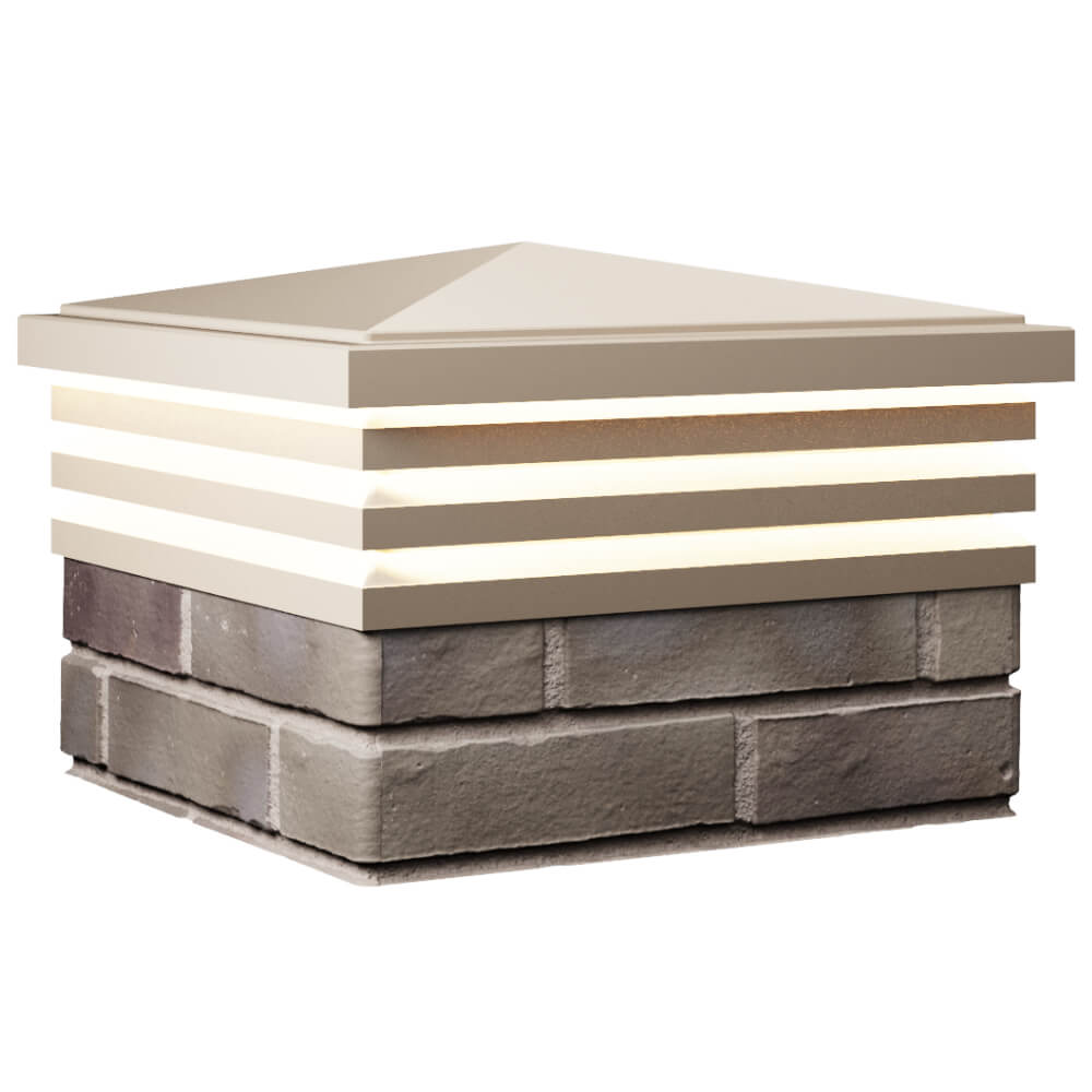 Колпак Zking Бона ХайТек Бежевый на столб 1.5х1.5 кирпича (385х385мм) с подсветкой в Сыктывкаре фото