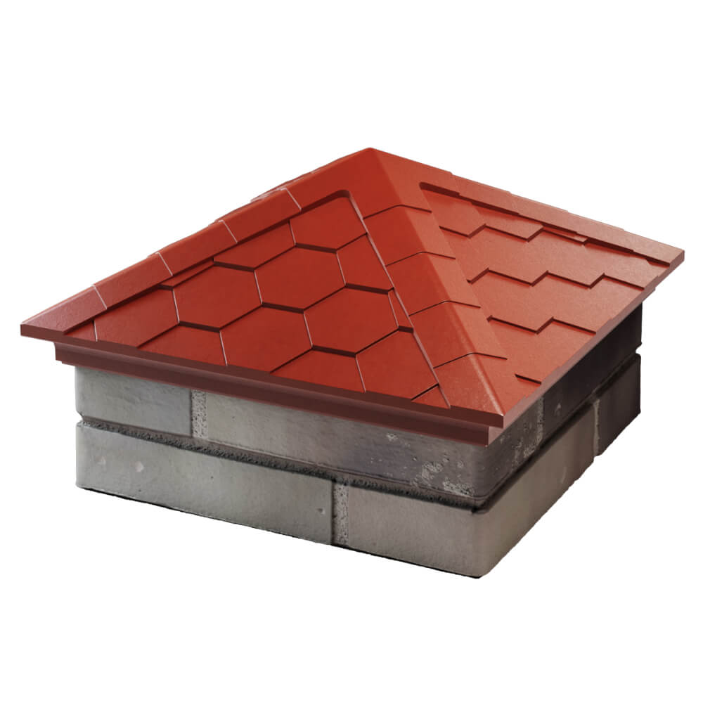 Колпак Zking Эверест Красный на столб 1.5х1.5 кирпича (390х390мм) в Сыктывкаре фото