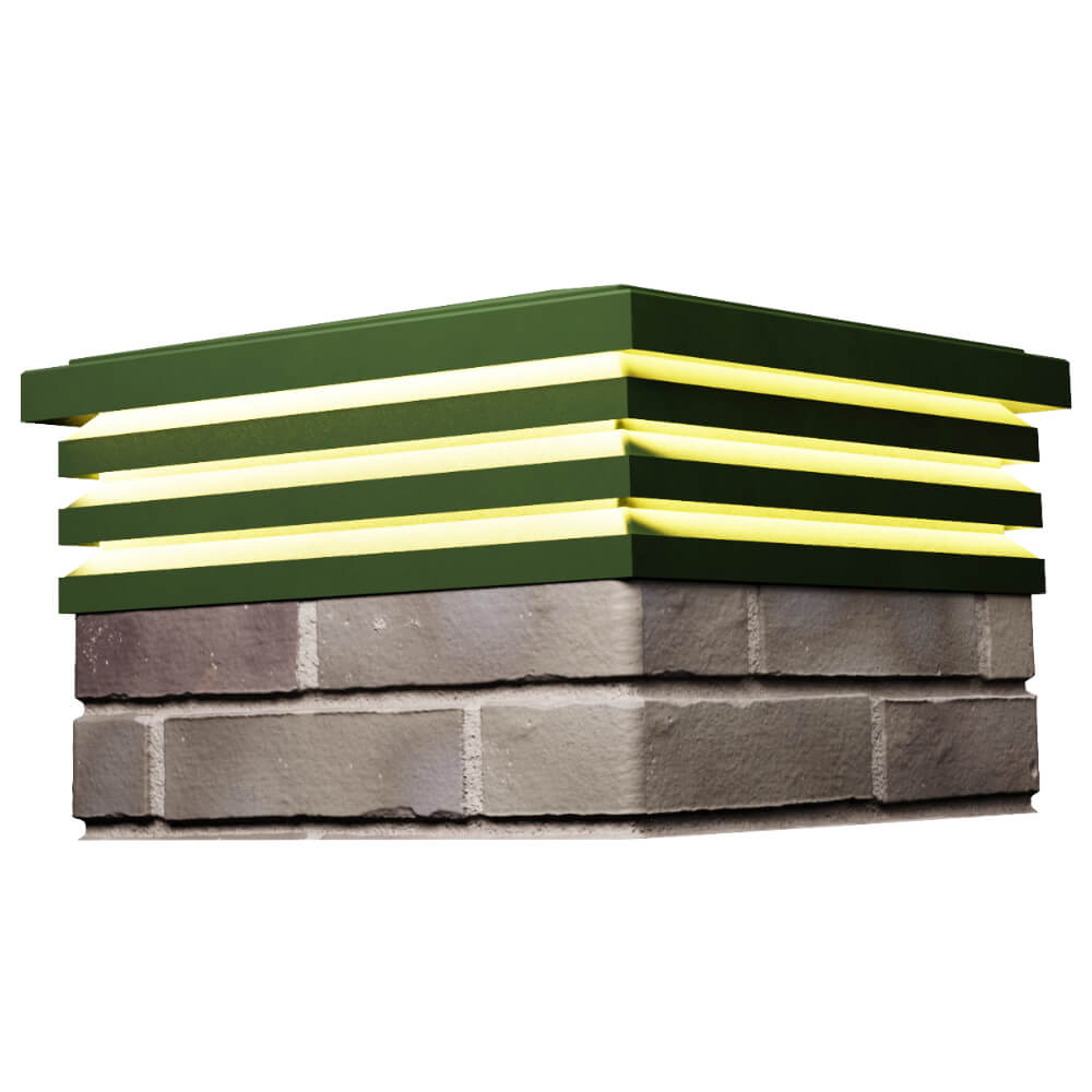 Колпак Zking Бона ХайТек Зеленый на столб 1.5х1.5 кирпича (385х385мм) с подсветкой в Сыктывкаре фото