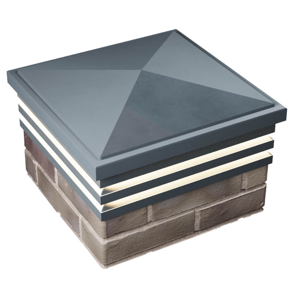 Колпак Zking Бона ХайТек Серый на столб 1.5х1.5 кирпича (385х385мм) с подсветкой в Сыктывкаре фото