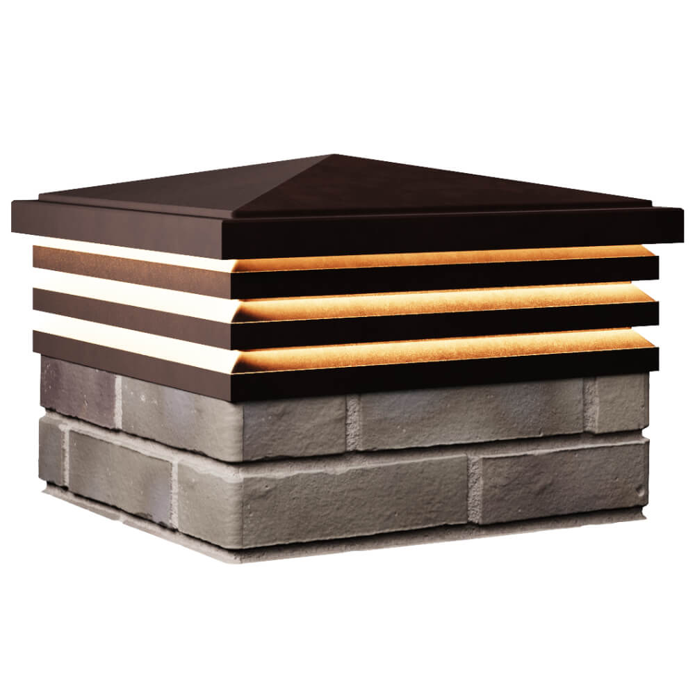 Колпак Zking Бона ХайТек Коричневый на столб 1.5х1.5 кирпича (385х385мм) с подсветкой в Сыктывкаре фото