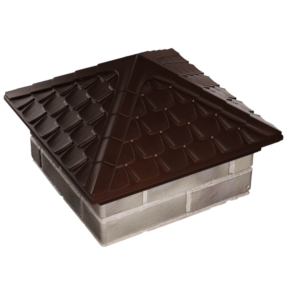 Колпак Zking Эльбрус Коричневый на столб 1.5х1.5 кирпича (385х385мм) в Сыктывкаре фото