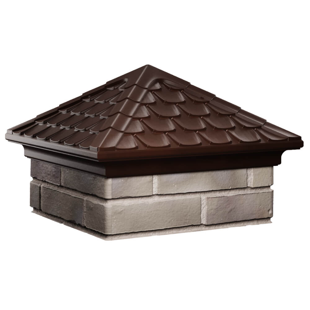 Колпак Zking Эльбрус Коричневый на столб 1.5х1.5 кирпича (385х385мм) в Сыктывкаре фото
