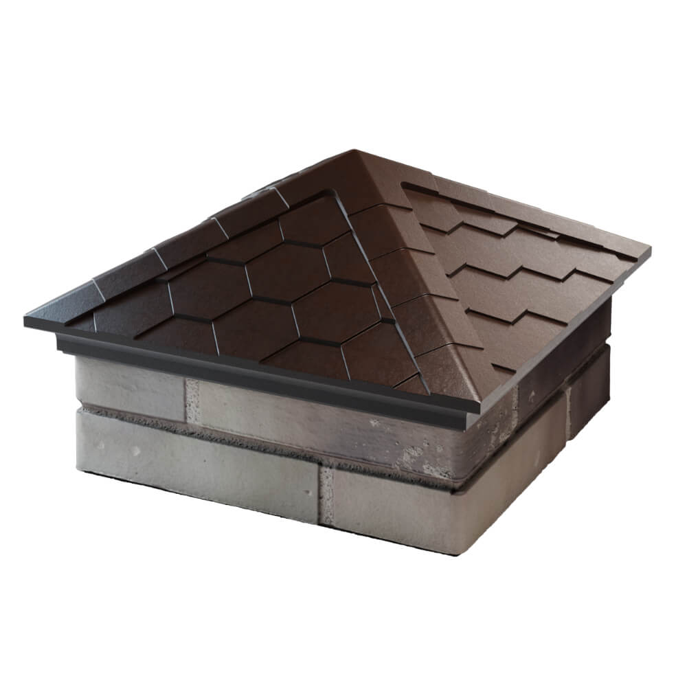 Колпак Zking Эверест Коричневый на столб 1.5х1.5 кирпича (390х390мм) в Сыктывкаре фото