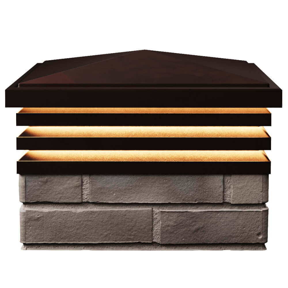 Колпак Zking Бона ХайТек Коричневый на столб 1.5х1.5 кирпича (385х385мм) с подсветкой в Сыктывкаре фото